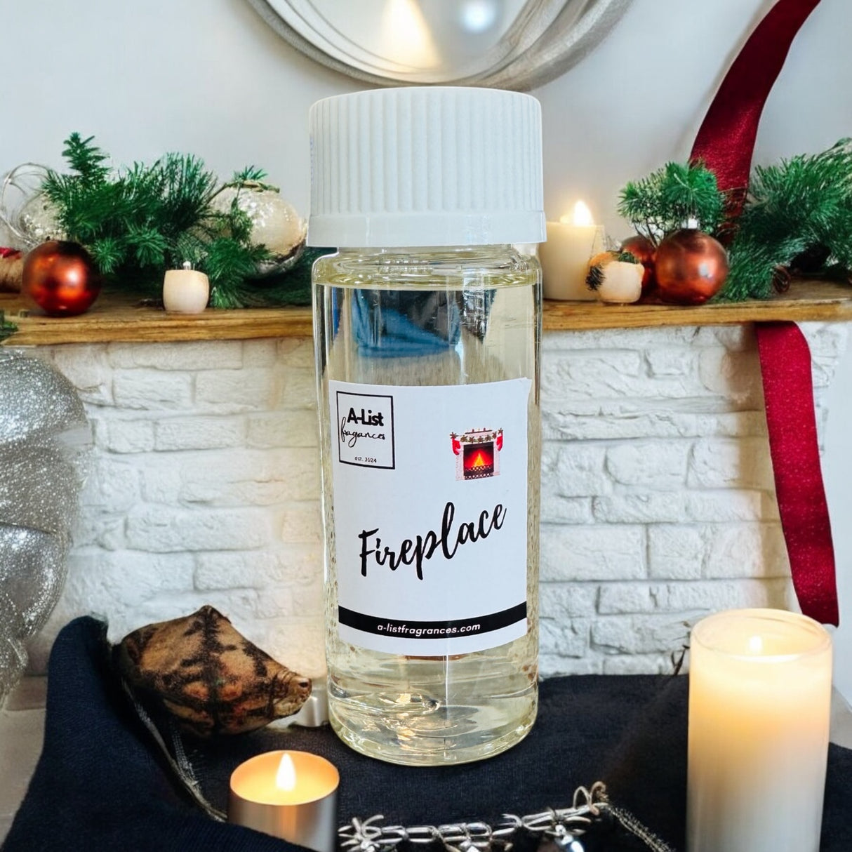 Fireplace Christmas Fragrance Oil - Warm Patchouli, Cedar & Leather Scent for Cozy Winter Vibes